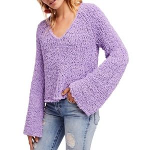 FREE PEOPLE Sand Dune Sweater Purple Flare Sleeve